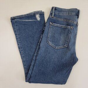 FRAME Denim Crop Mini Boot Cut Mid Rise Jean in Elmont, Medium Wash